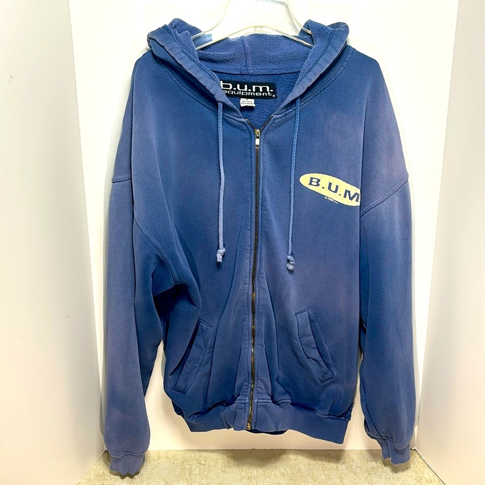 Vintage 1992  B.U.M. Equipment Zip Down Womens Size Medium Hooded  Sweatshirt!